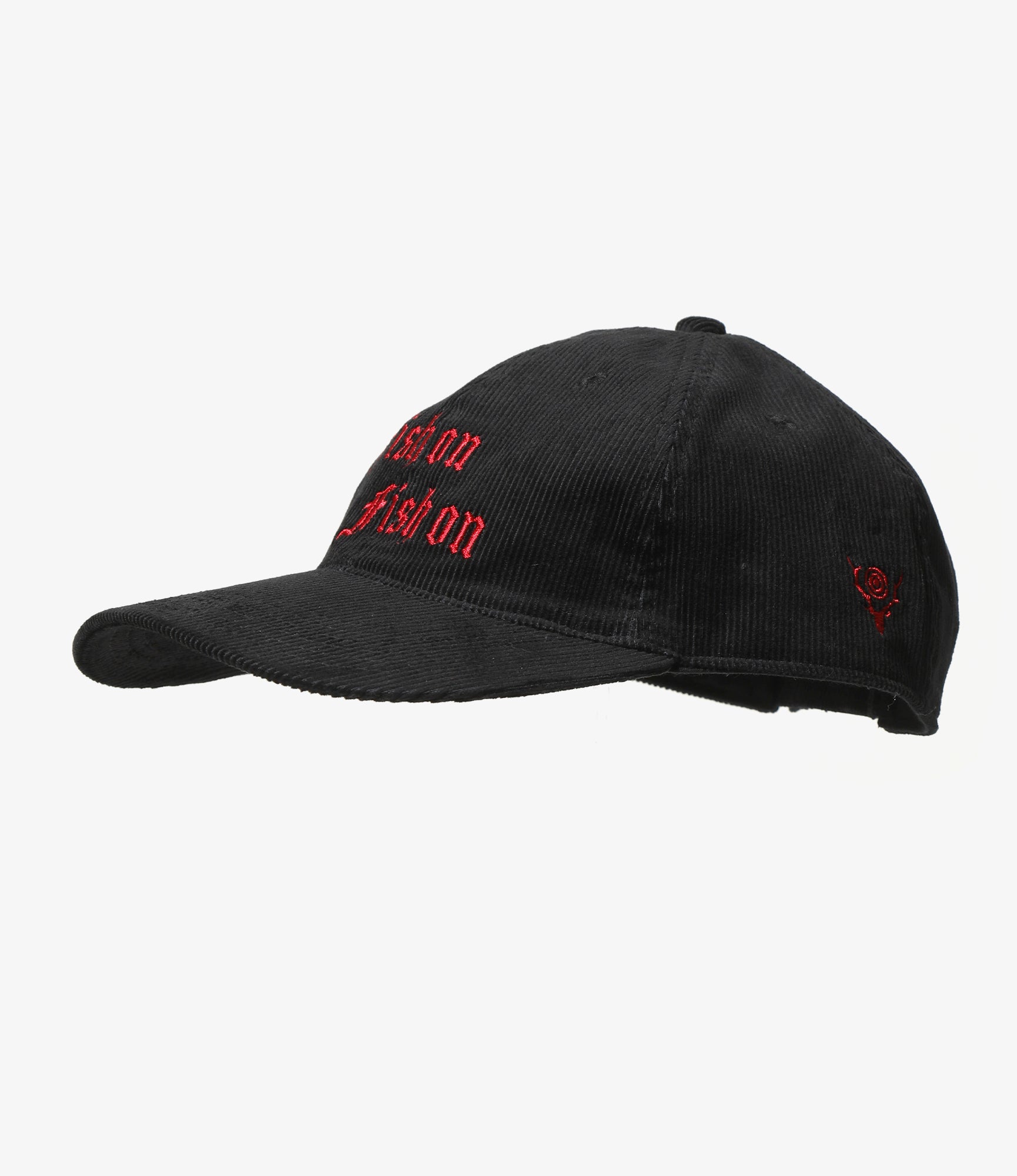 6 Panel Cap – 'Fish On' Black Corduroy
