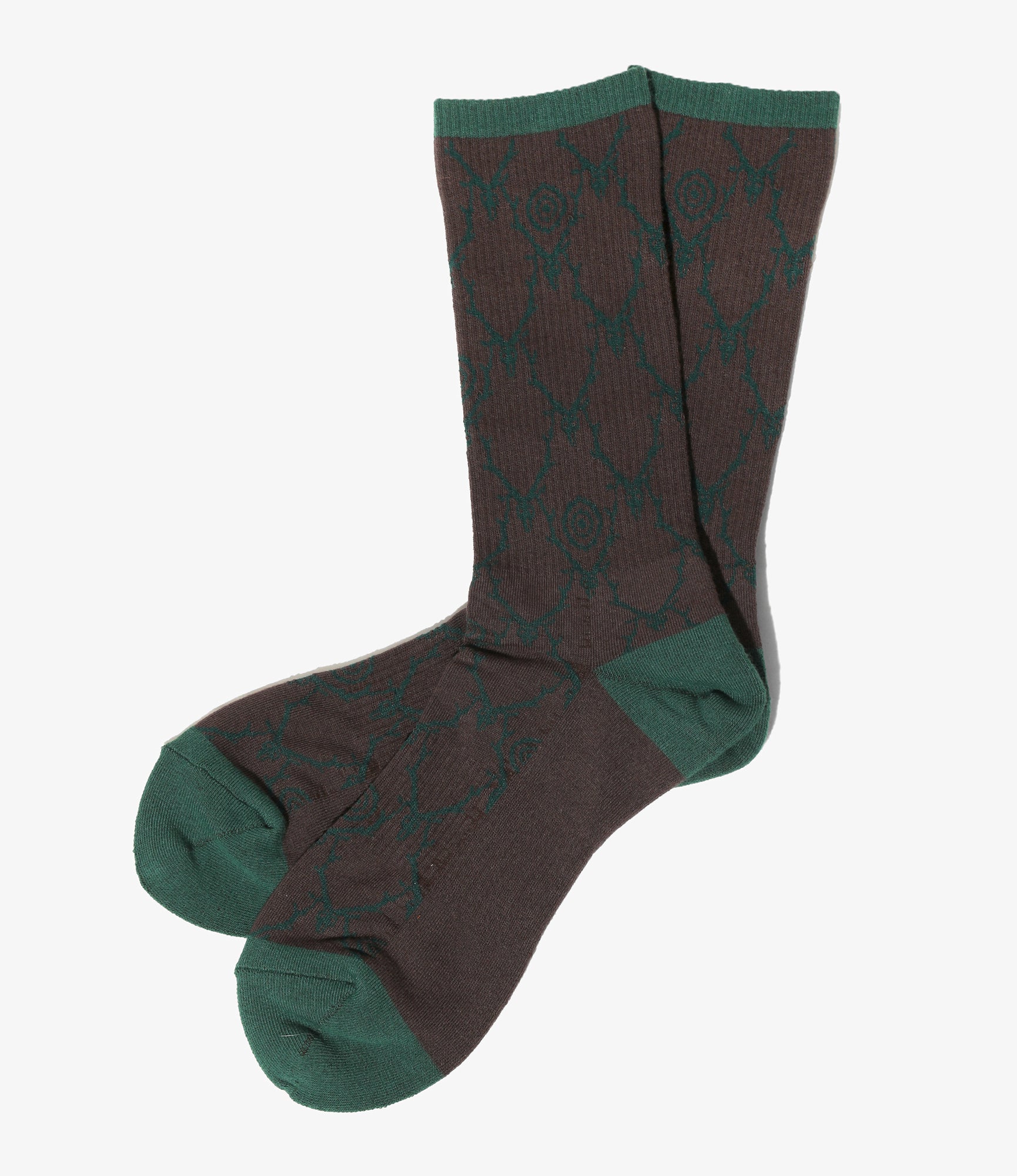 Socks - Brown Jacquard Skull & Target