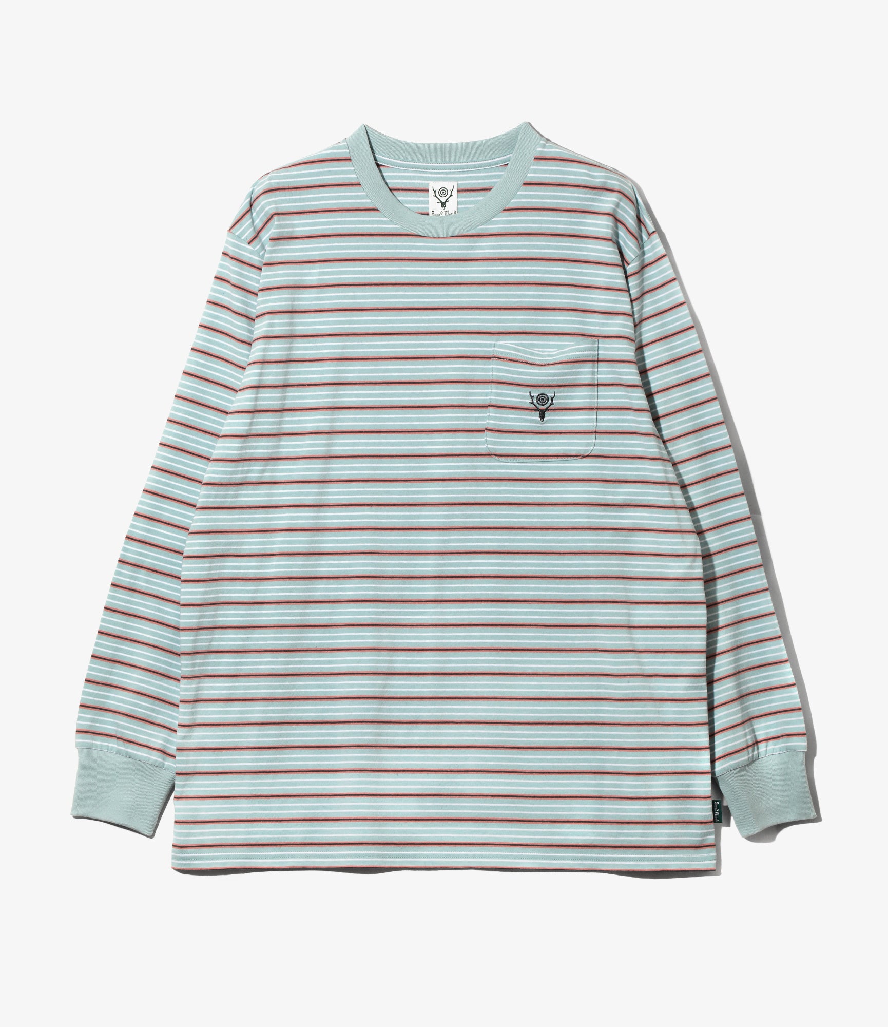 L/S Round Pocket Tee – Blue Multi Stripe
