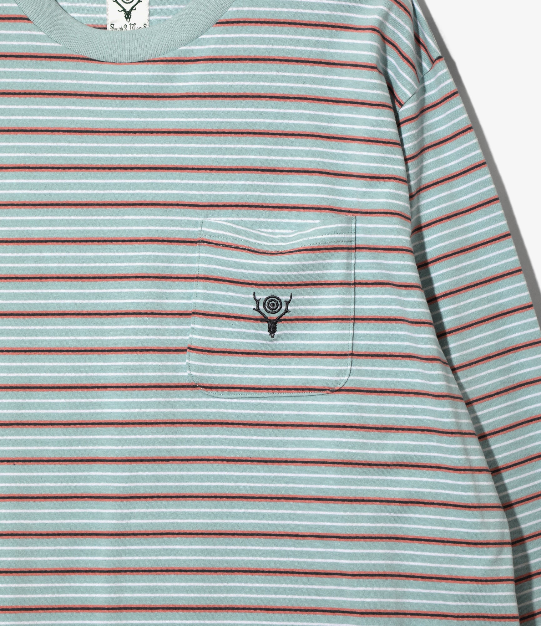 L/S Round Pocket Tee – Blue Multi Stripe