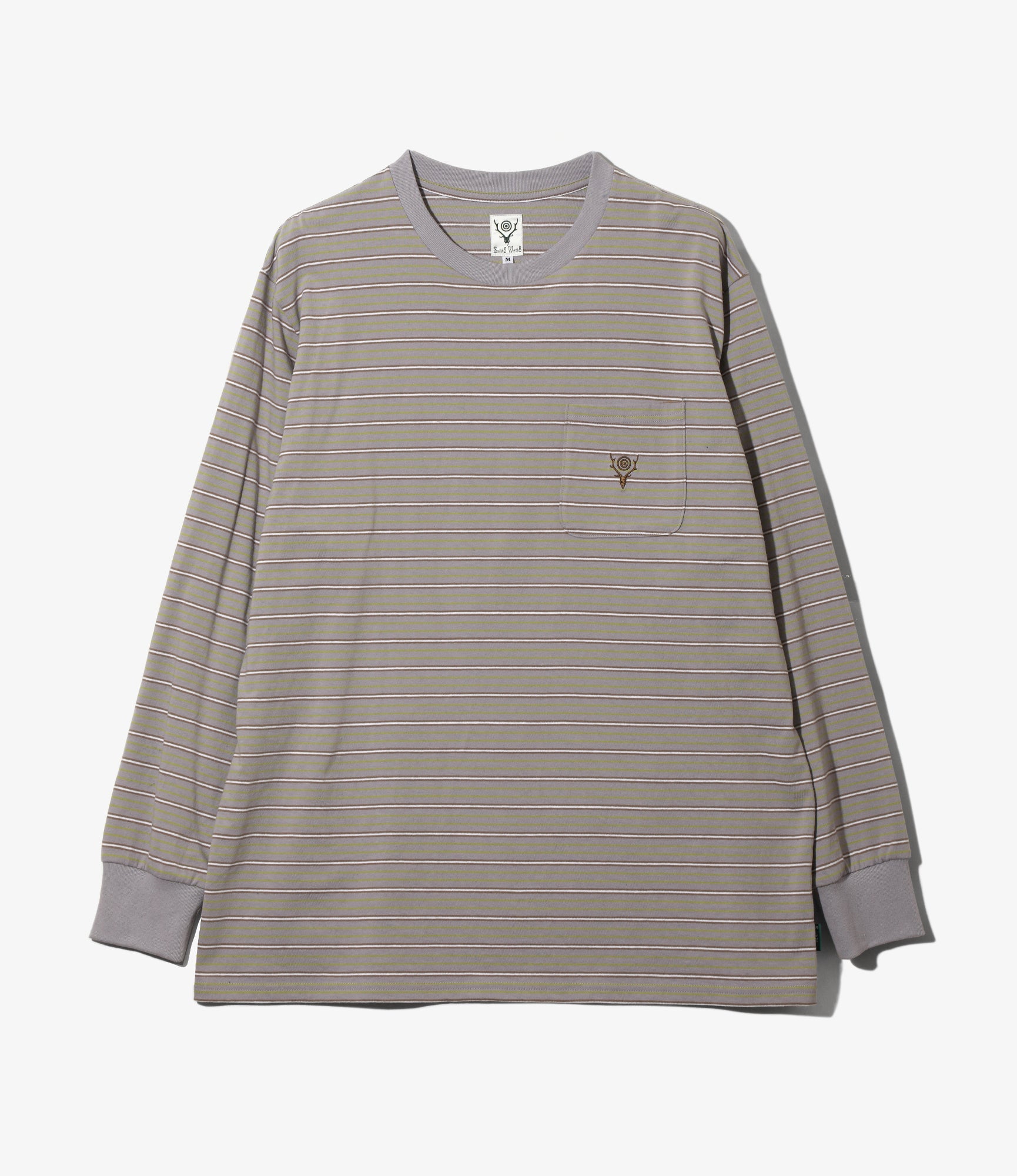 L/S Round Pocket Tee – Lavender Multi Stripe