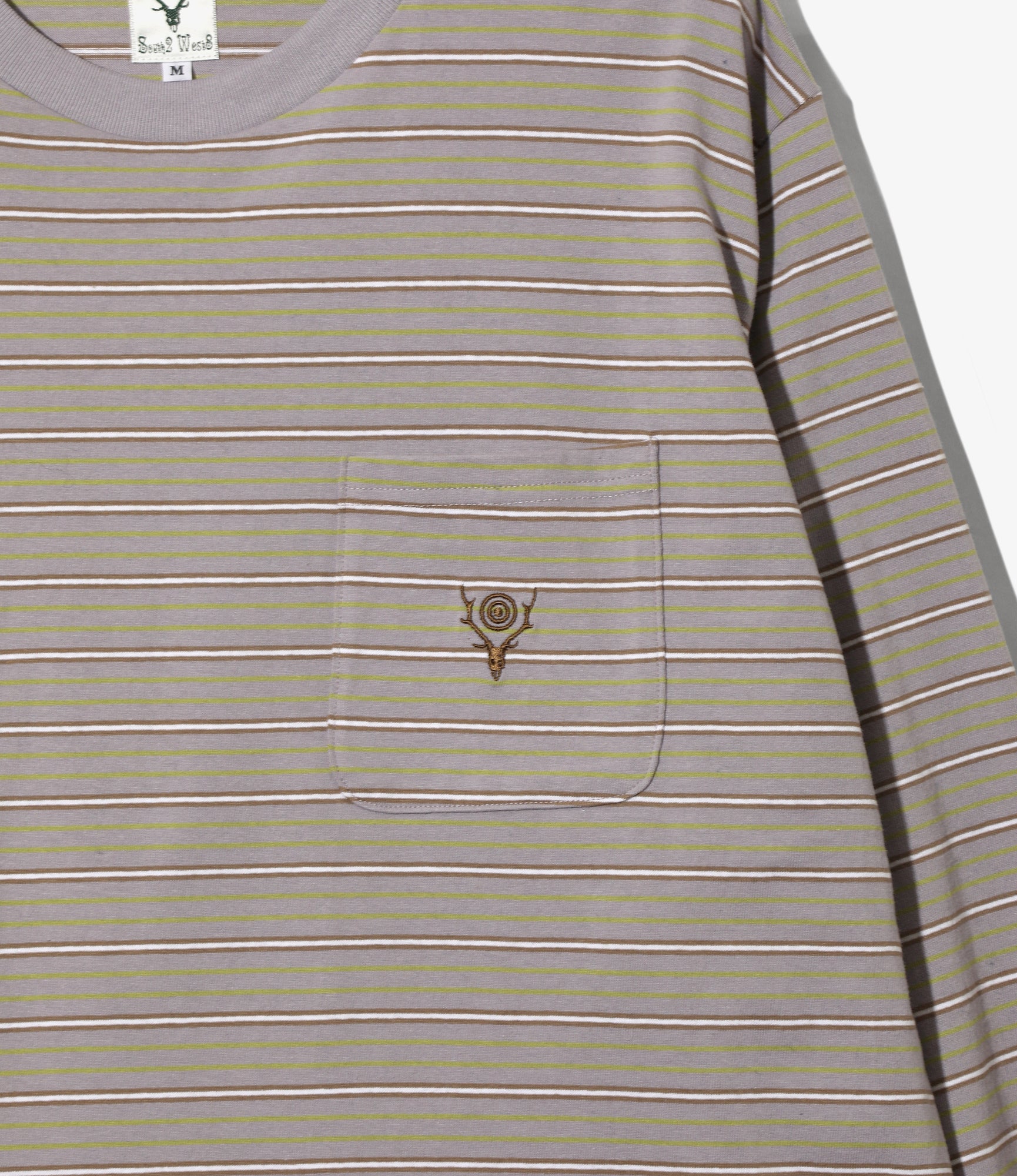 L/S Round Pocket Tee – Lavender Multi Stripe