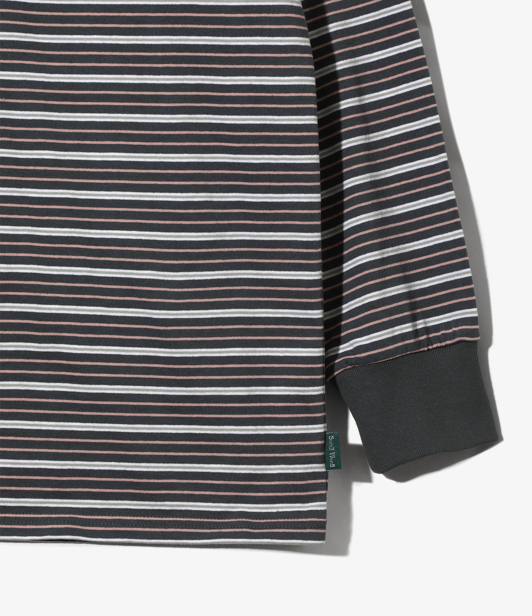 L/S Round Pocket Tee – Grey Multi Stripe