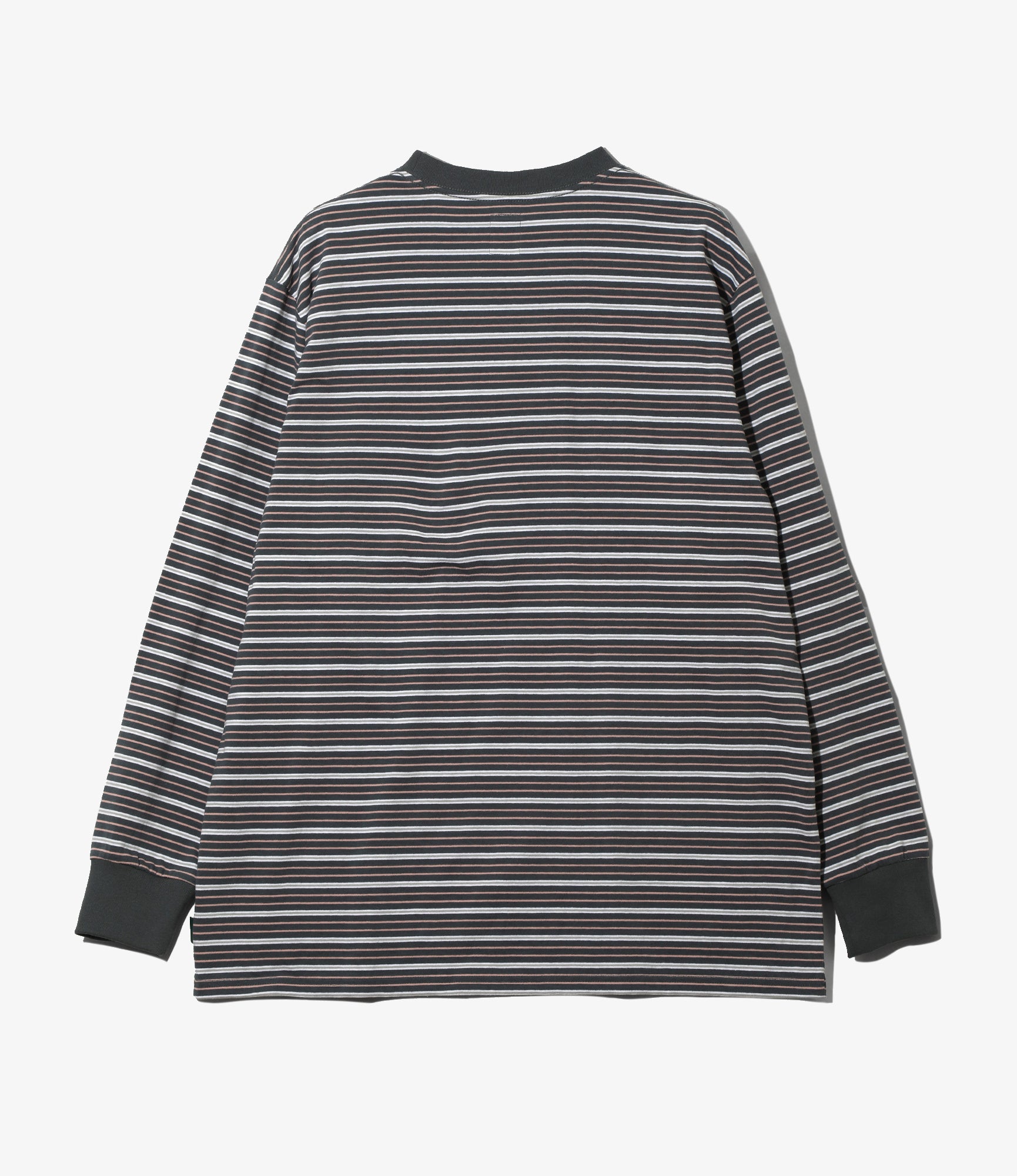 L/S Round Pocket Tee – Grey Multi Stripe