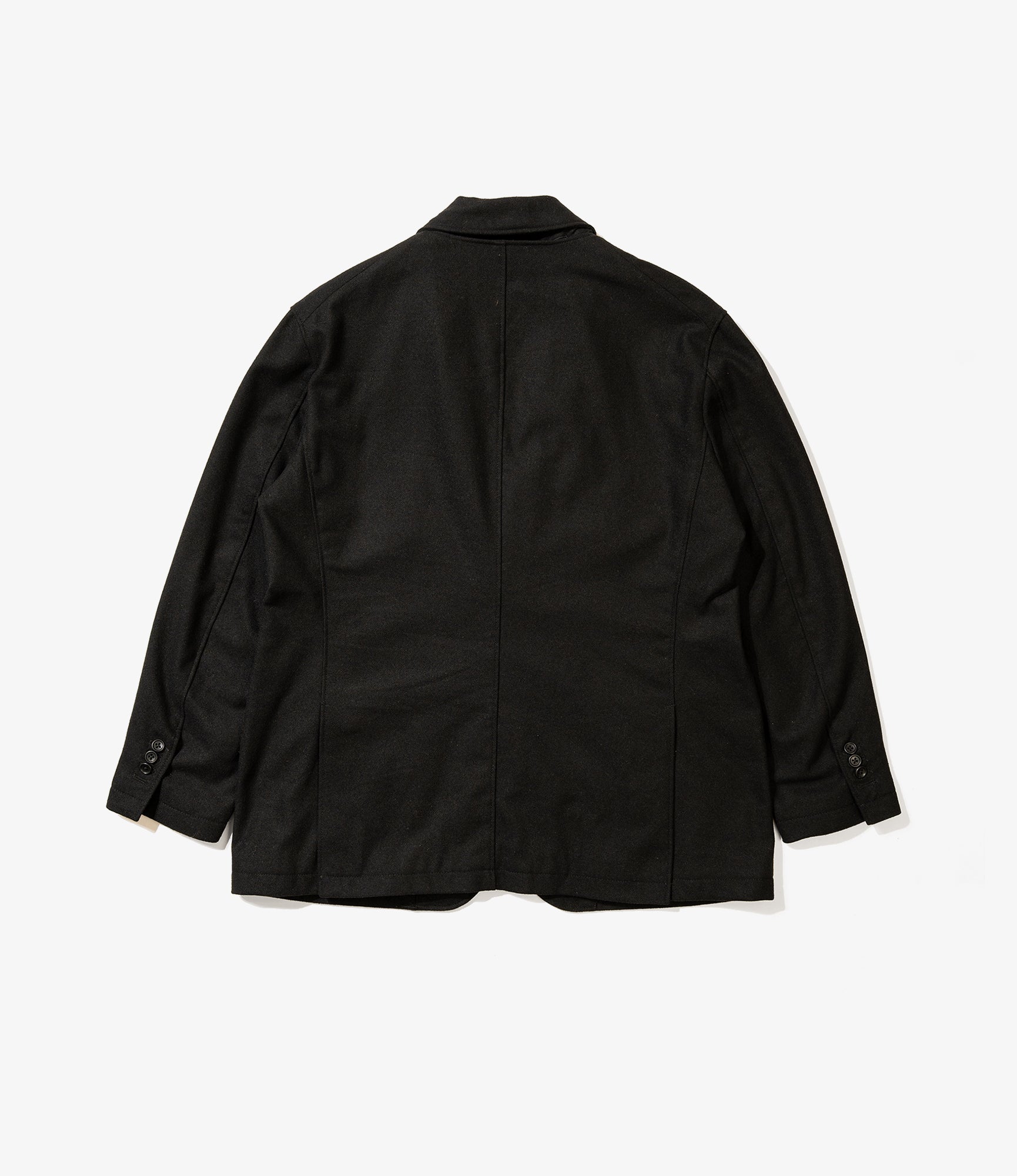 Trans Jacket – Black Solid Poly Wool Flannel