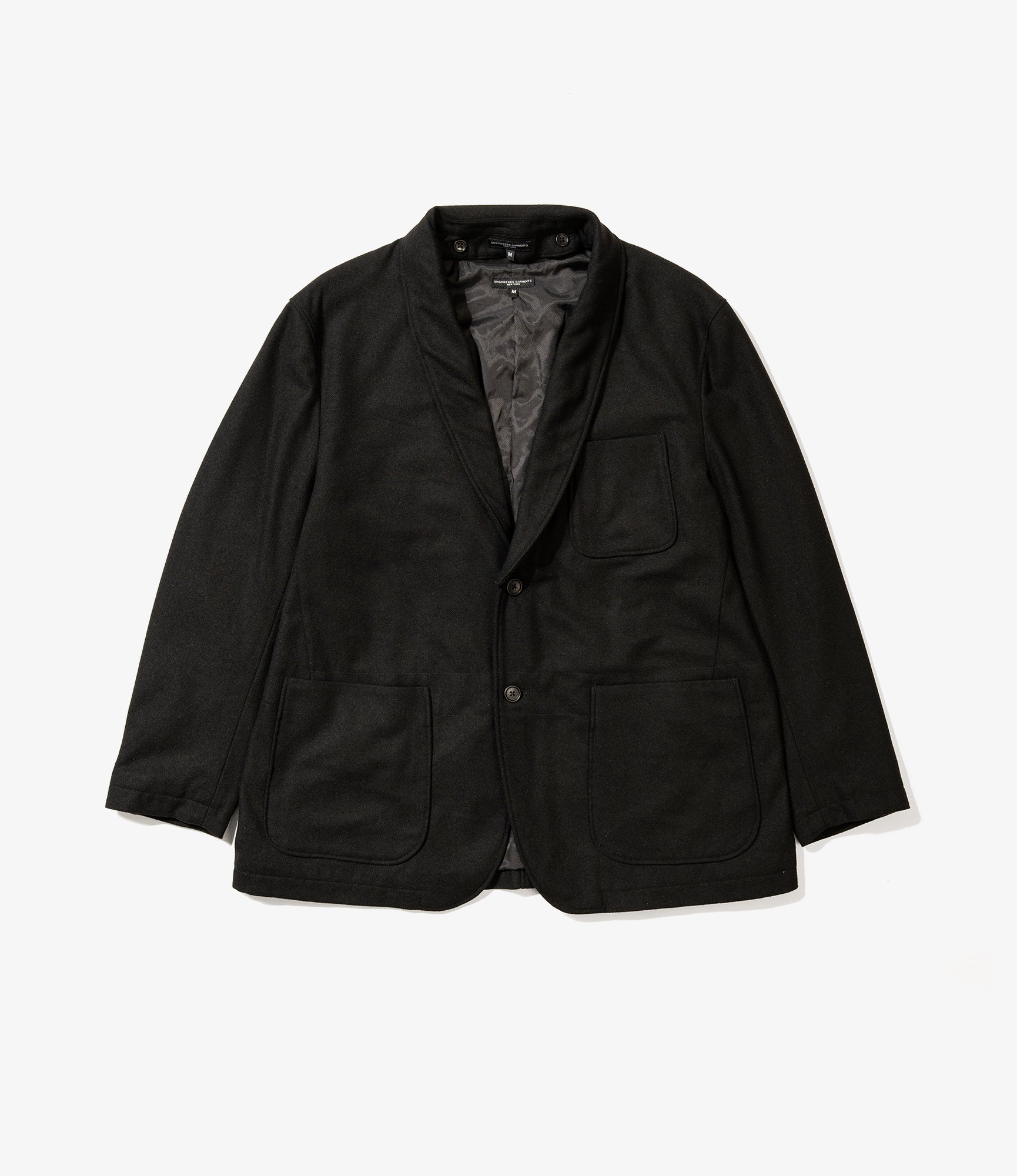 Trans Jacket – Black Solid Poly Wool Flannel