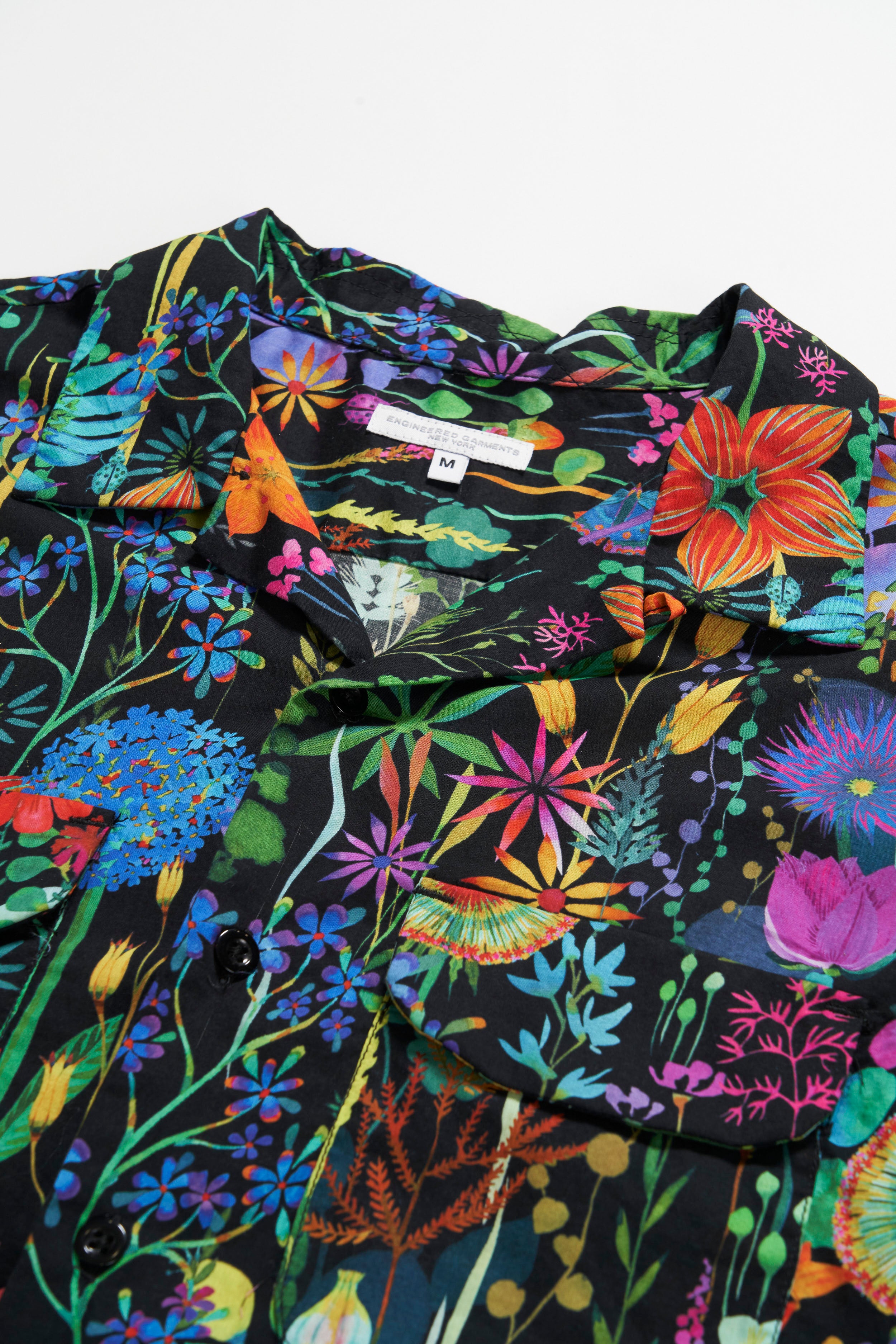 Engineered Garments Classic Shirt - Black Cotton Floral Lawn