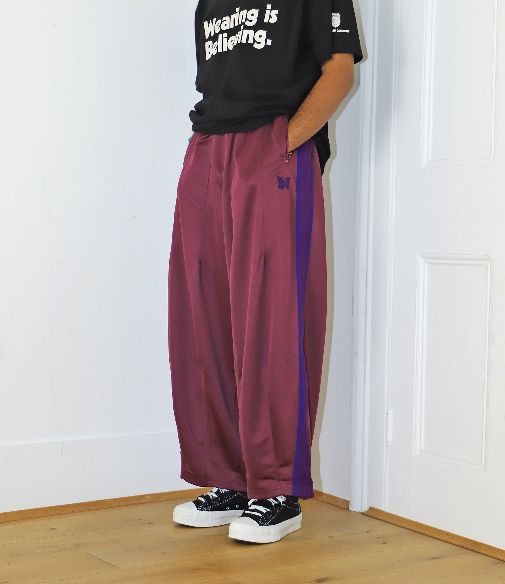 Needles H.D. Track Pant - Poly Smooth - Wine | Nepenthes London