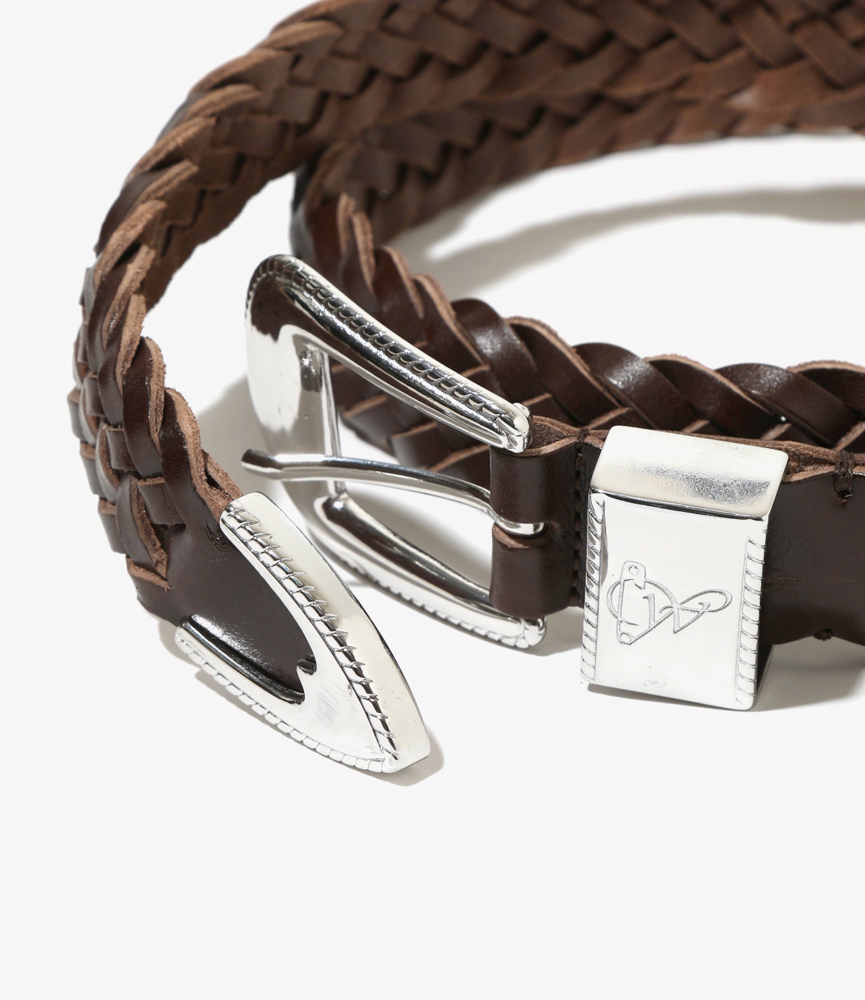 Wing Tip 6-Ply Braided Belt – Brown Leather