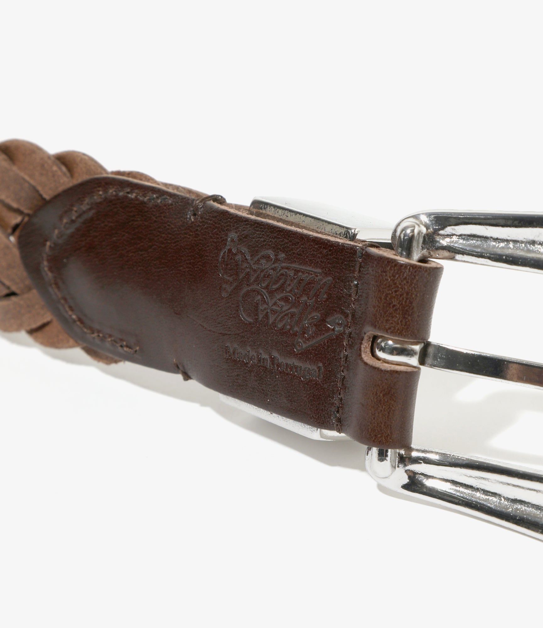 Wing Tip 6-Ply Braided Belt – Brown Leather