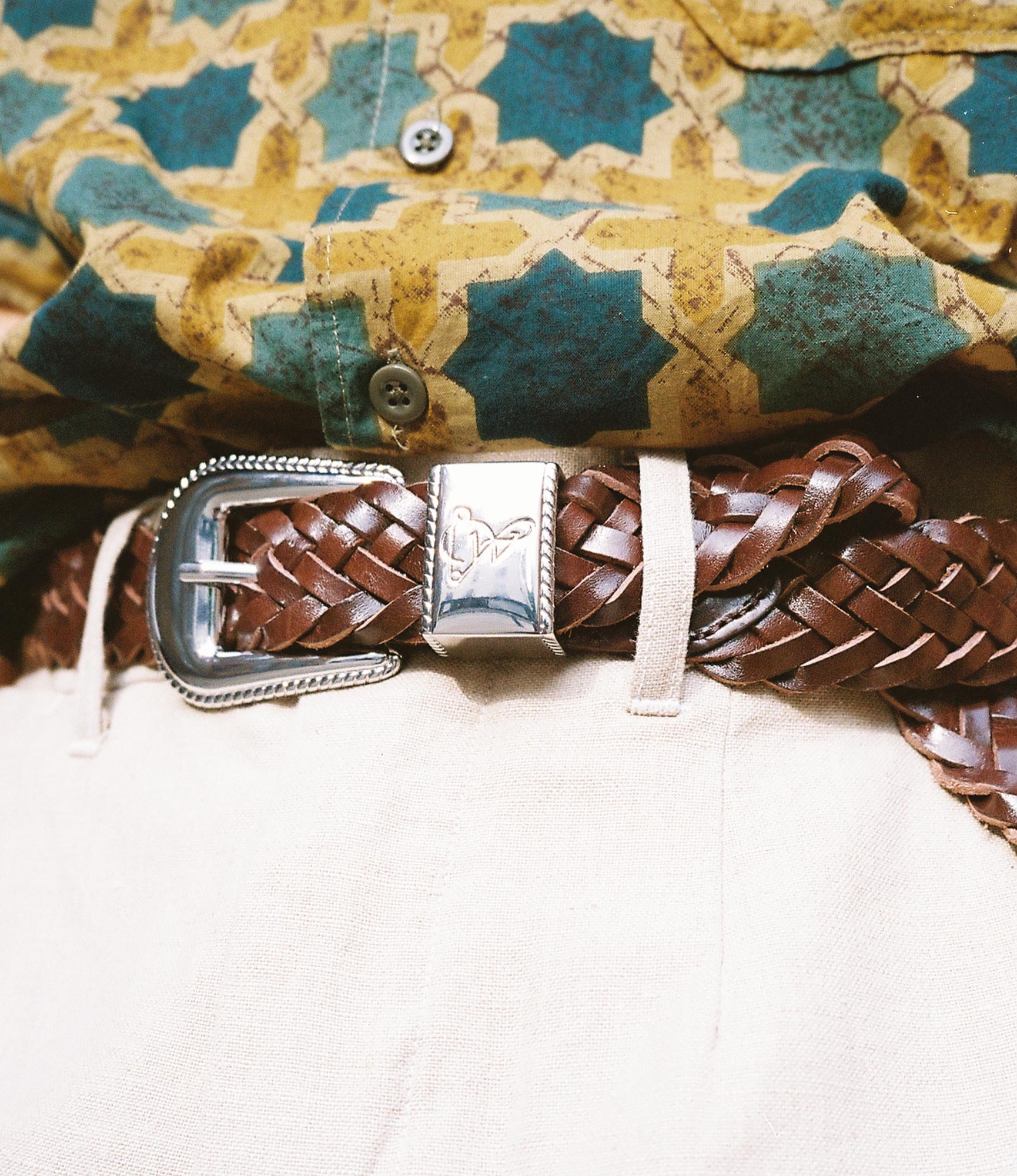 Wing Tip 6-Ply Braided Belt – Brown Leather