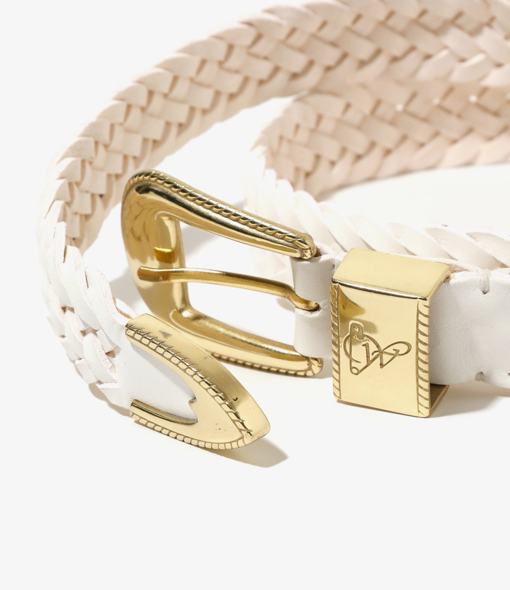 Wing Tip 6-Ply Braided Belt – White Leather