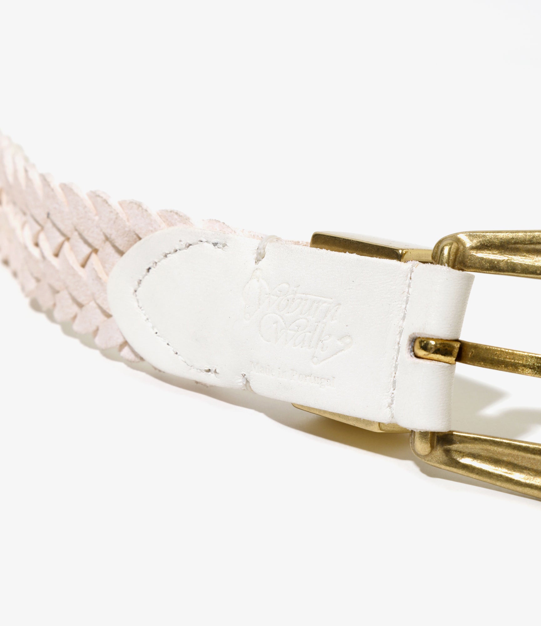 Wing Tip 6-Ply Braided Belt – White Leather
