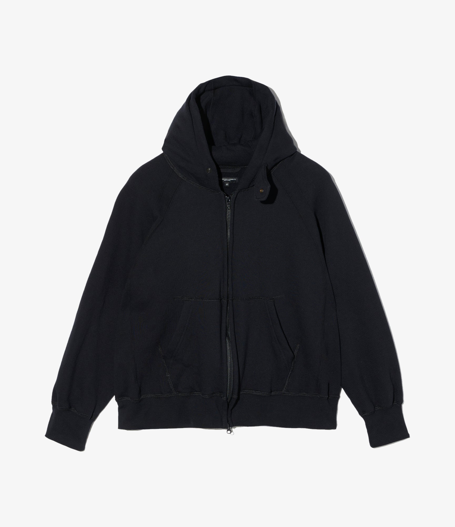Zip Up Hoodie – Black 12oz Cotton Fleece