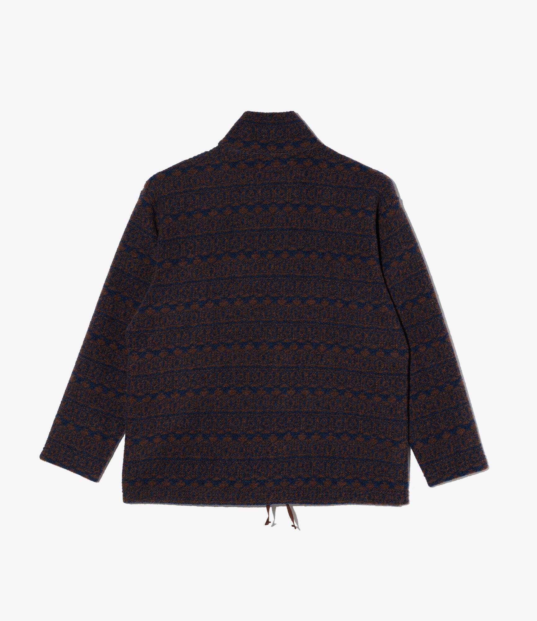 Zip Mock Neck – Brown/Navy Horizontal Stripe