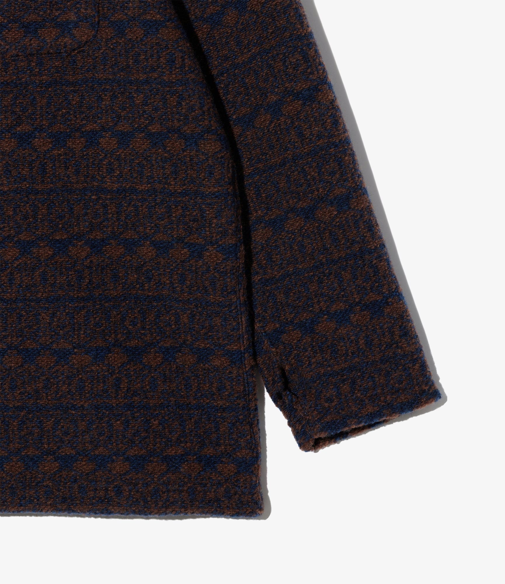 Zip Mock Neck – Brown/Navy Horizontal Stripe