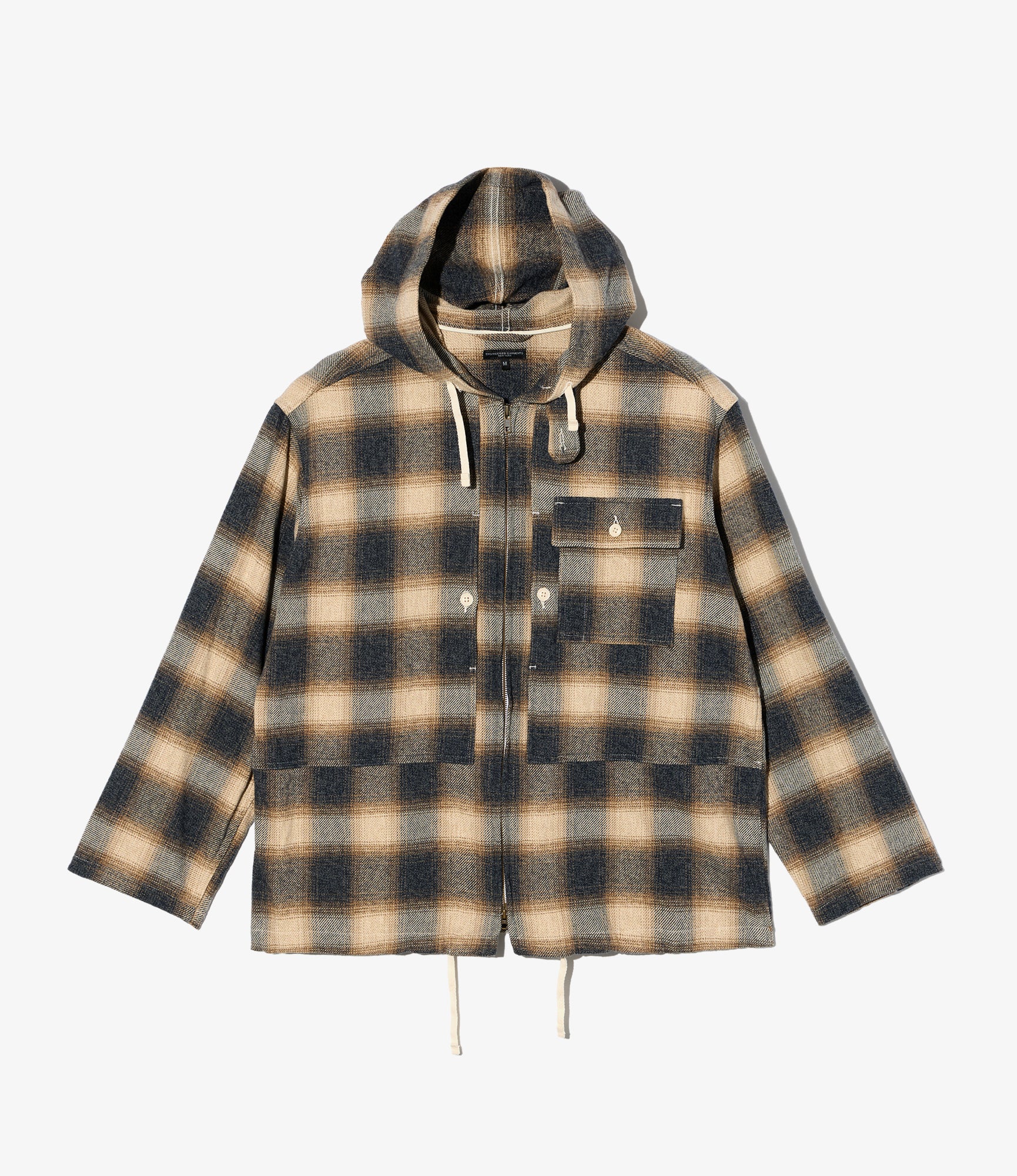 Zip Hooded Shirt – Khaki Shadow Plaid Flannel