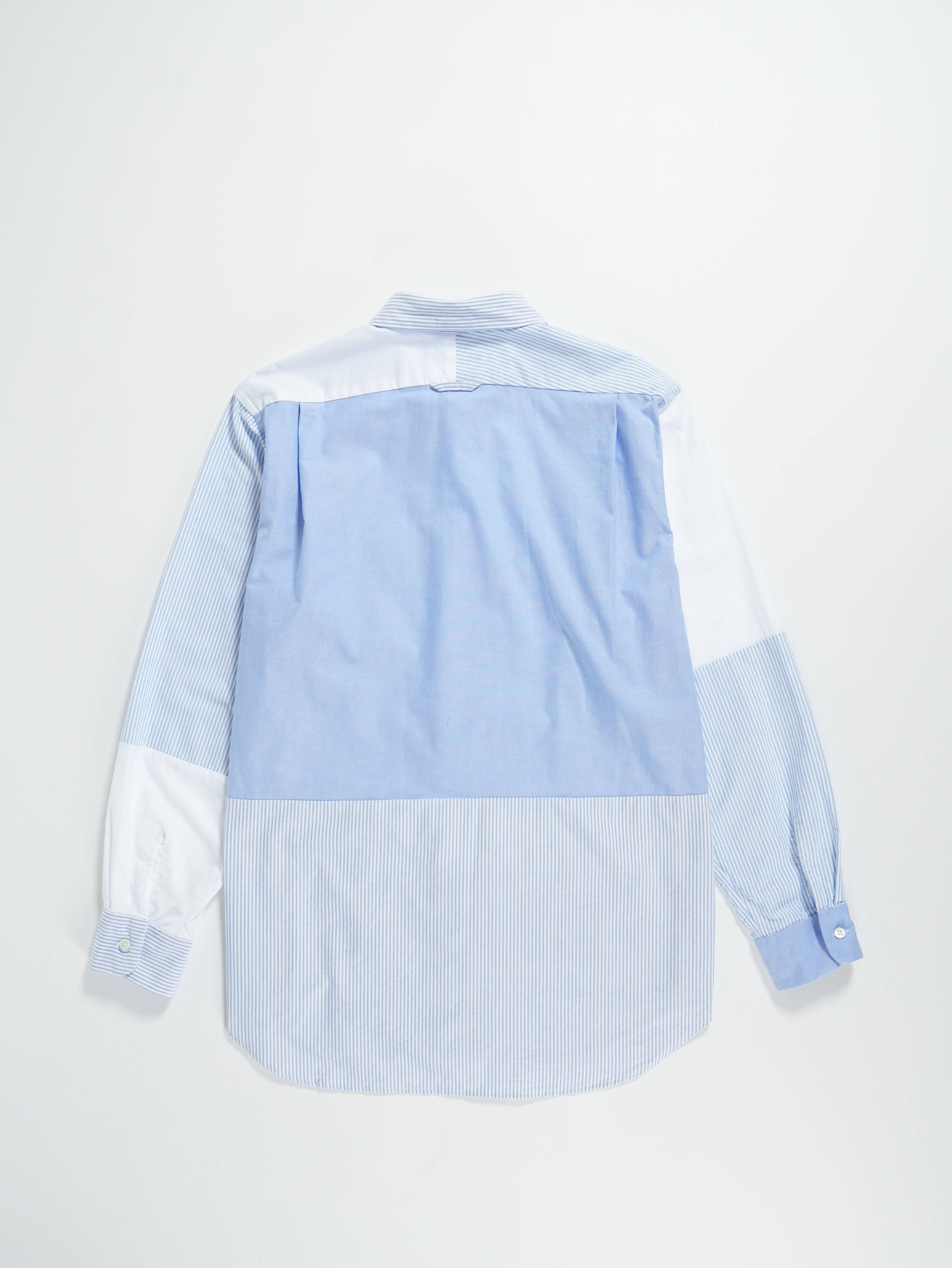 Engineered Garments Combo Short Collar Shirt - Blue/White Cotton Oxford