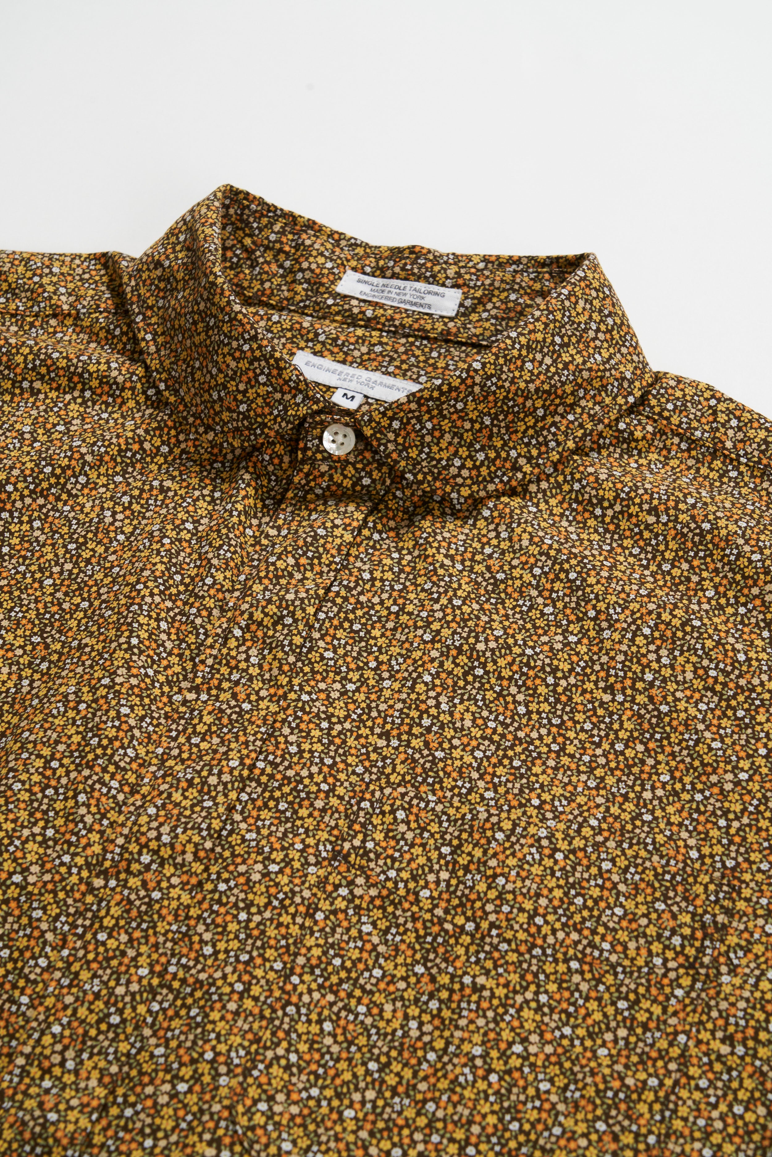 Engineered Garments Rounded Collar Shirt - Gold Cotton Mini Floral – Engineered Garments – Nepenthes London