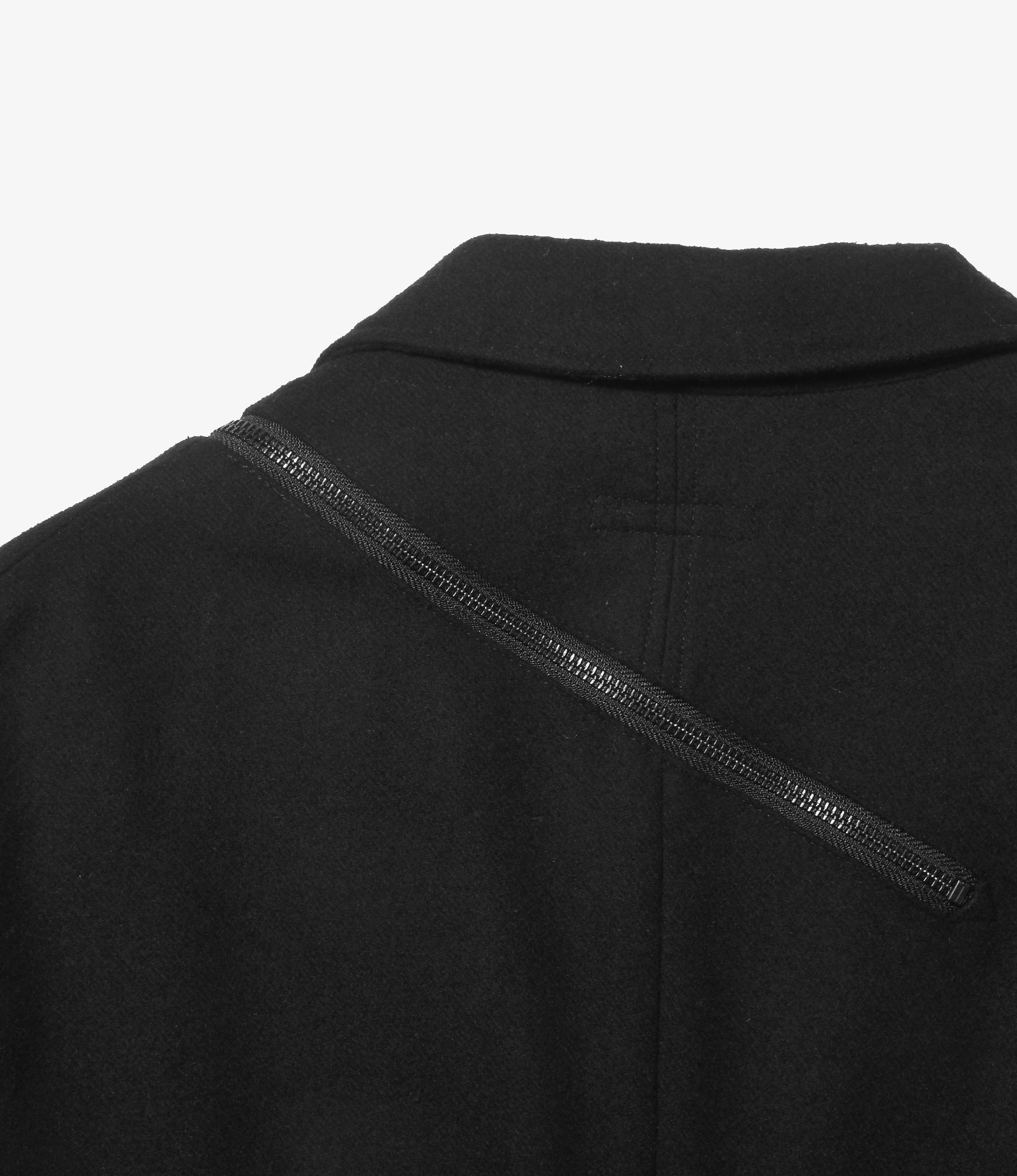 Zip Jacket – Black Solid Poly Wool Flannel