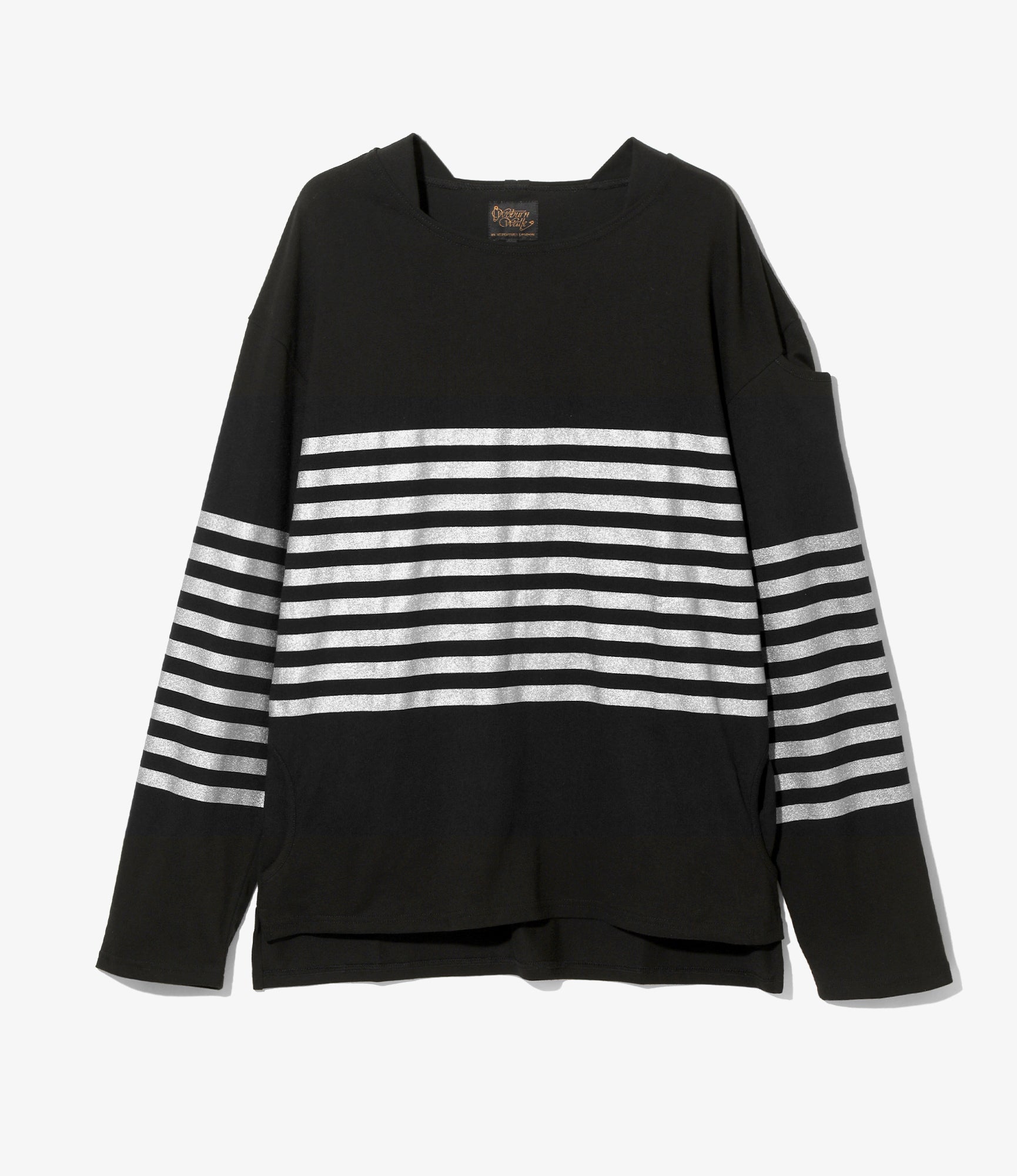 Woburn Walk Fisherman Boat Neck Shirt - Gusset - Black/Metallic Stripe – Woburn Walk – Nepenthes London