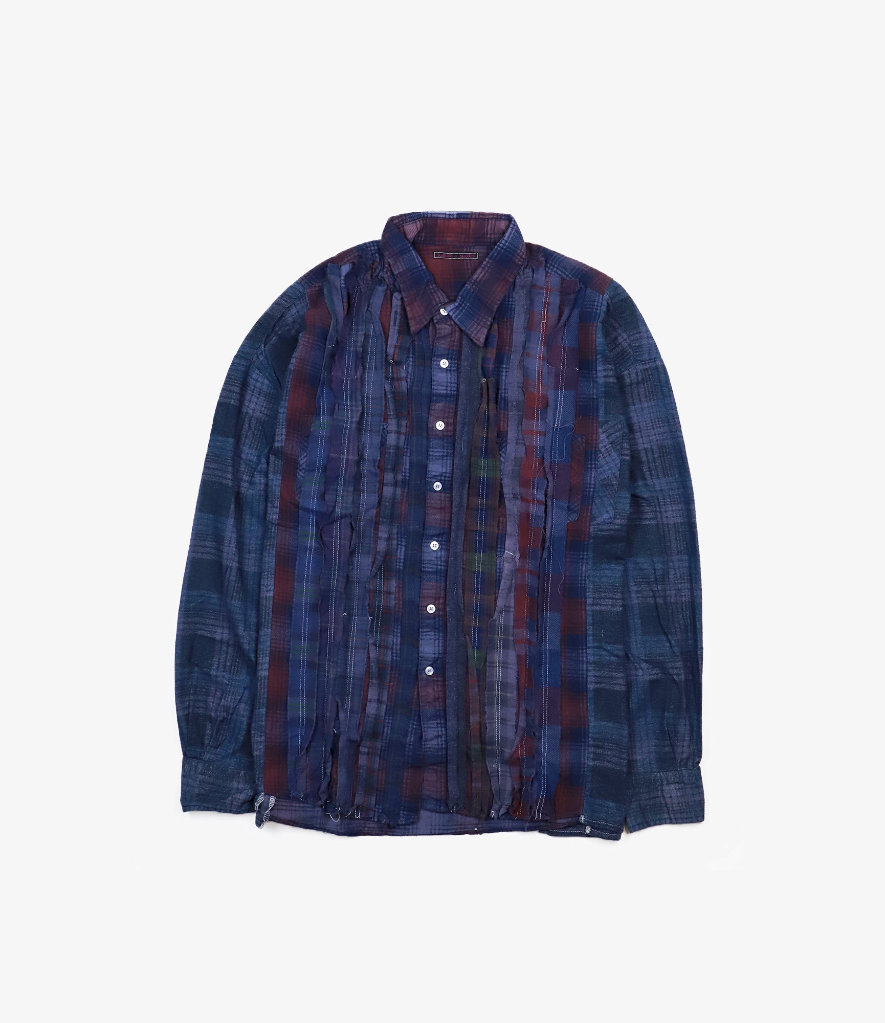 Flannel Shirt - Ribbon Wide Shirt / Over Dye - Purple