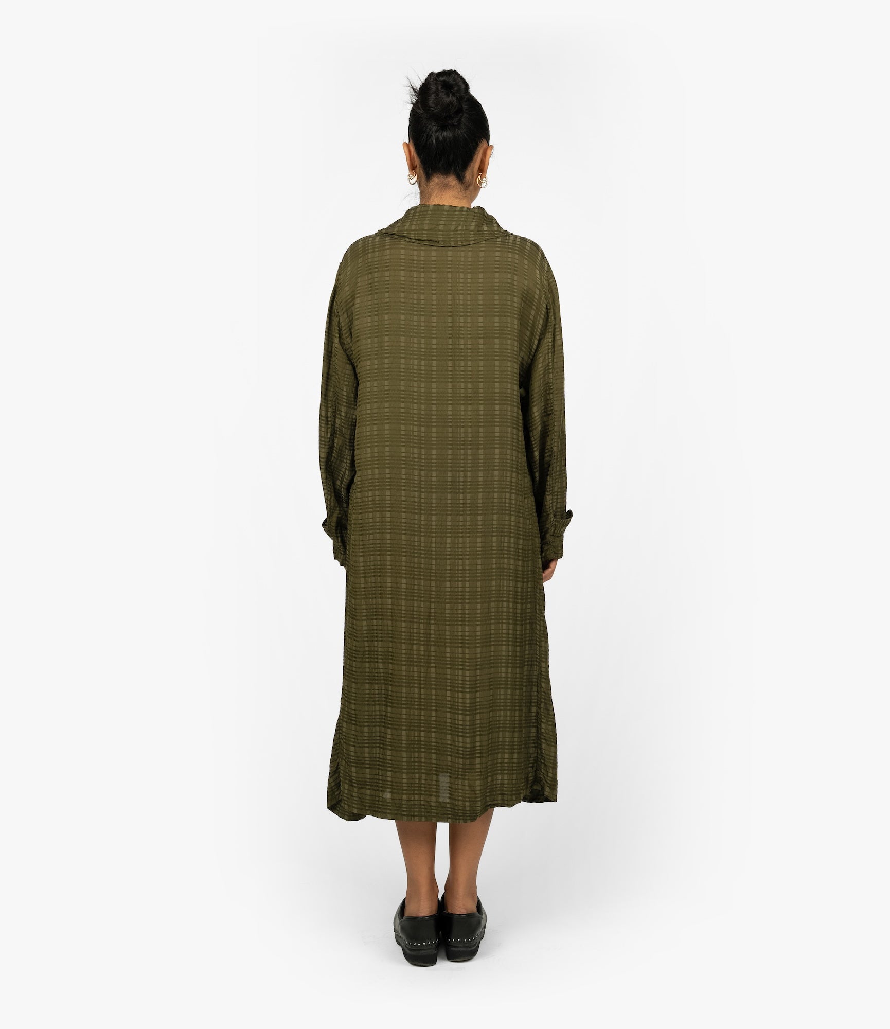 Duffle Dress – Olive Check Rayon Cotton