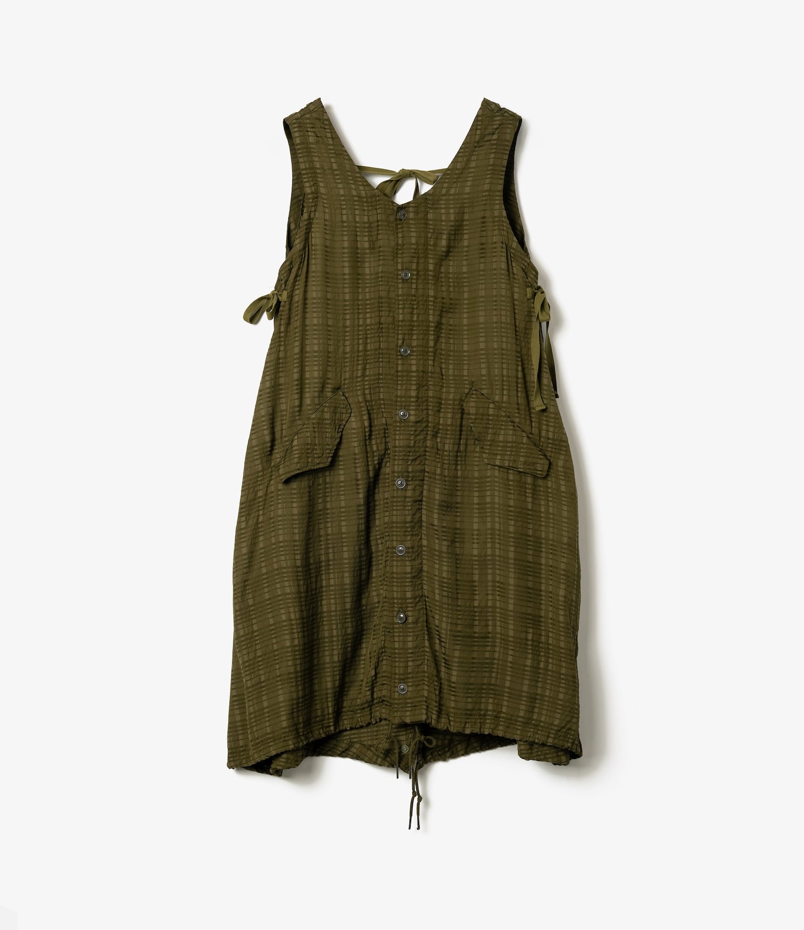 M51 Dress – Olive Check Rayon Cotton
