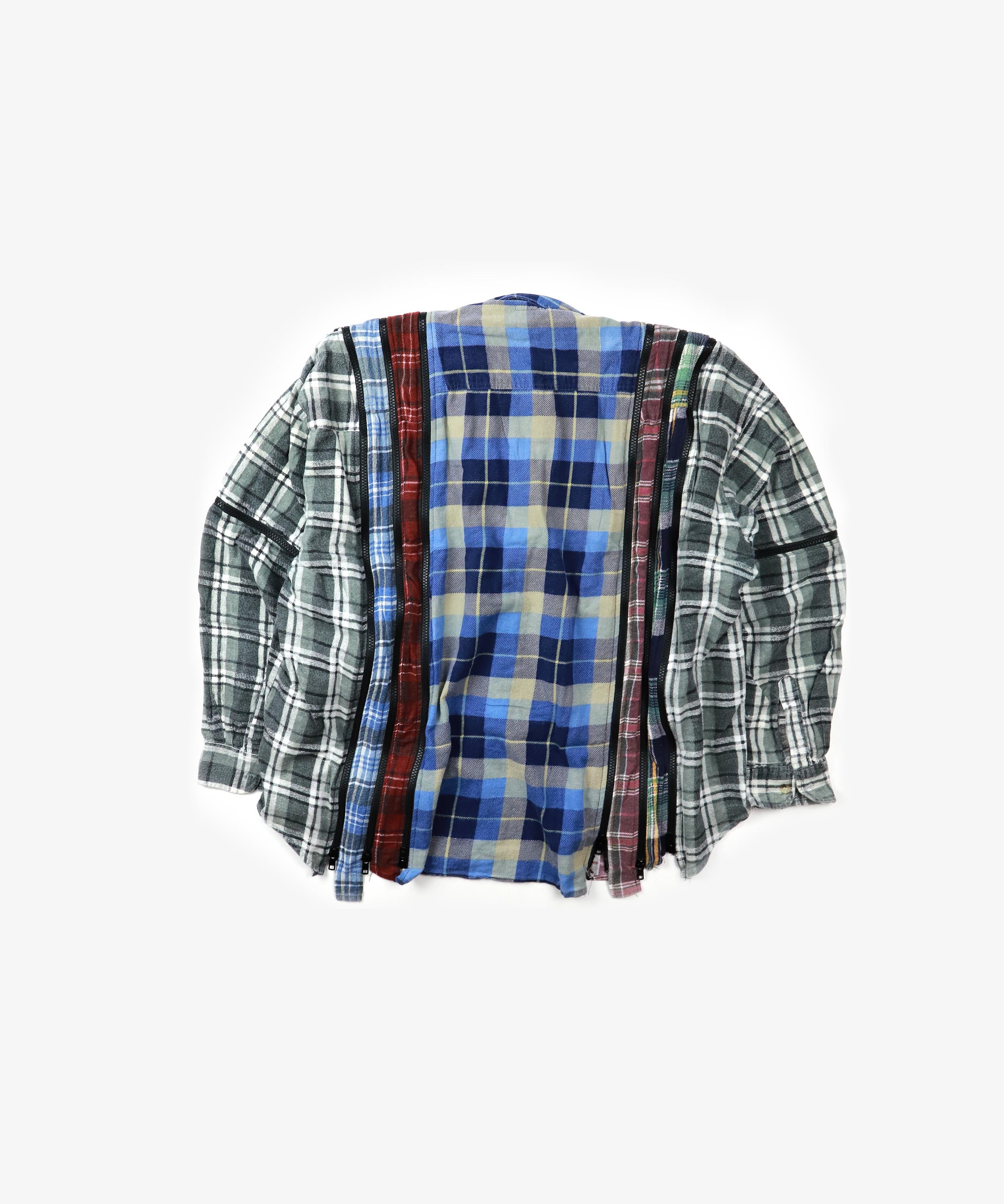 Rebuild by Needles Flannel Shirt -7 Cuts Wide / Zipped | Nepenthes ...