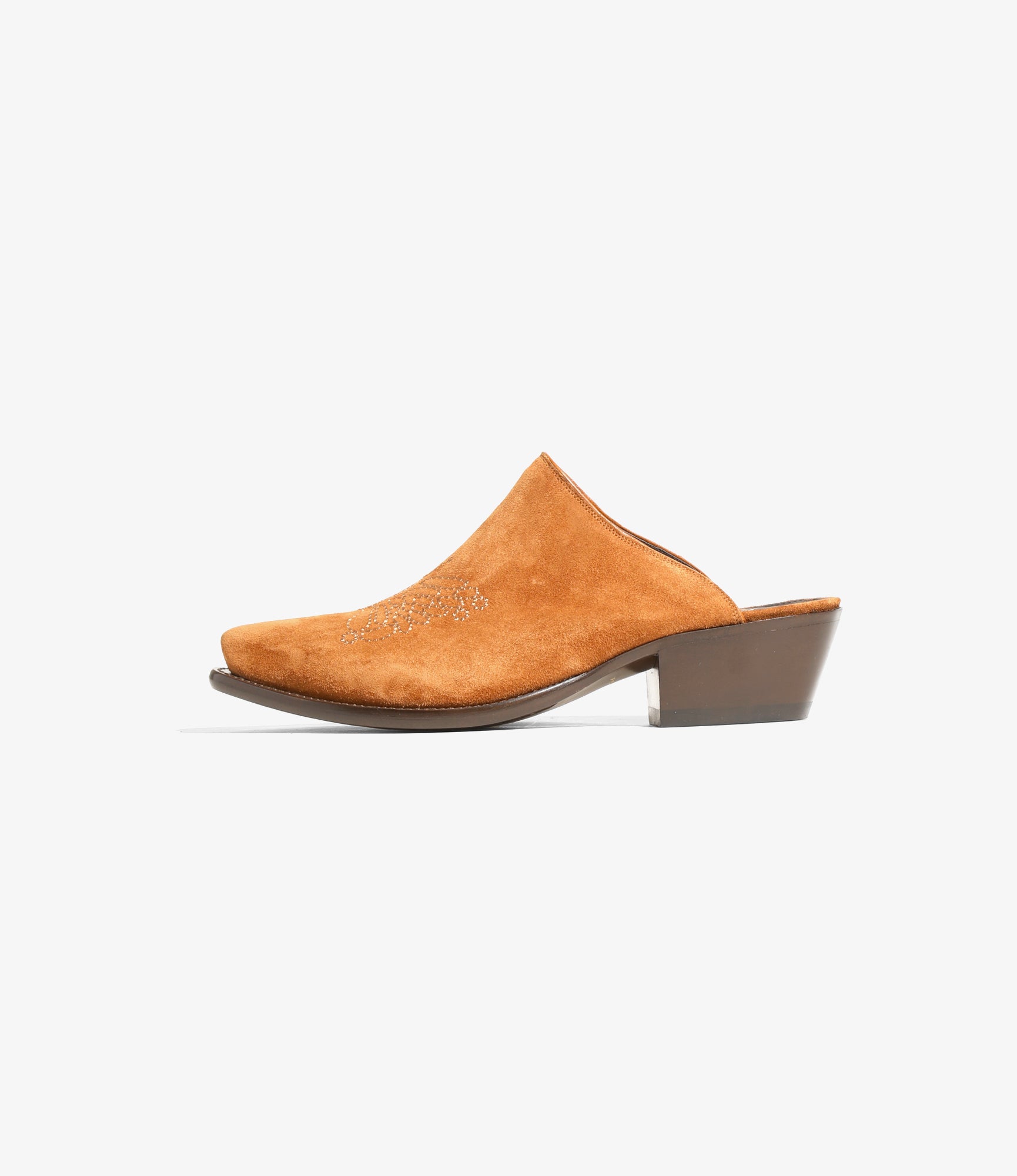 Needles Heeled Papillon Stitched Mule - Suede Brown