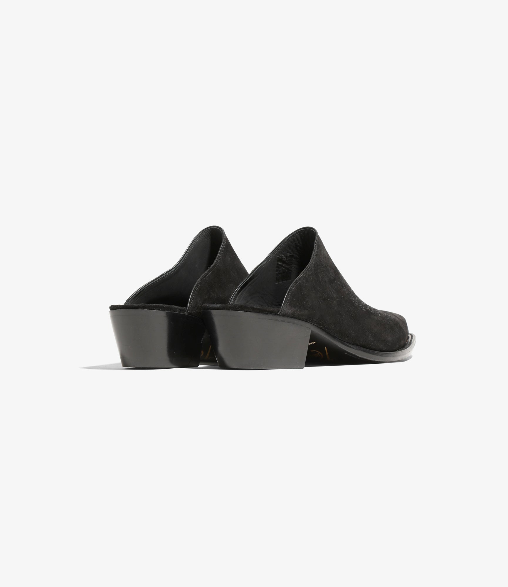 Needles Heeled Papillon Stitched Mule - Suede Black