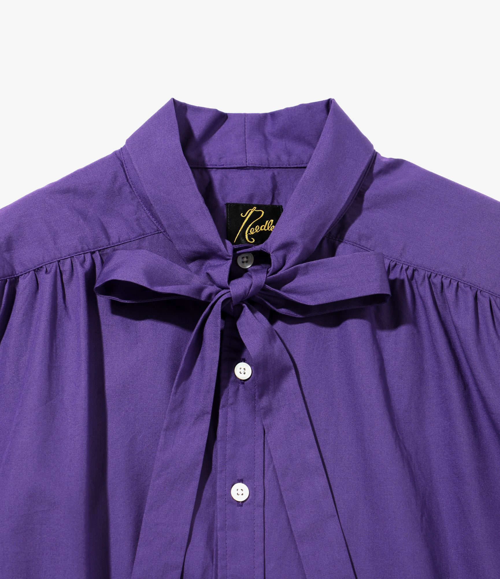 Needles Ascot Collar EDW Shirt - Cotton Broadcloth Purple