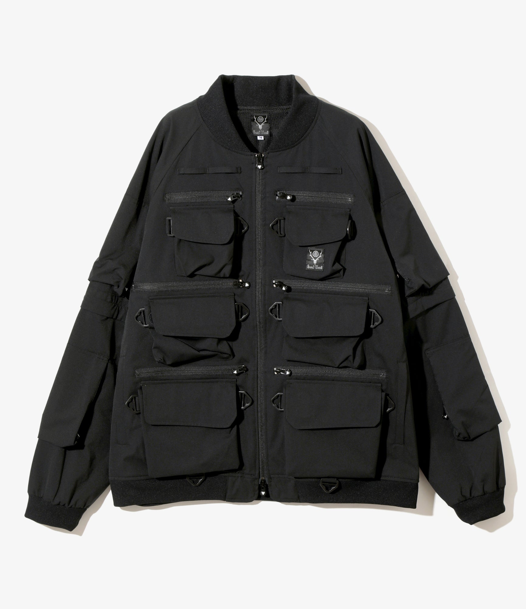 South2 West8 Multi-Pocket Zipped 2Way Jacket - Poly Stretch Twill - Black